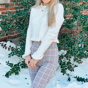 Pink and black gingham pants kick flare size 0 H&M plaid pants